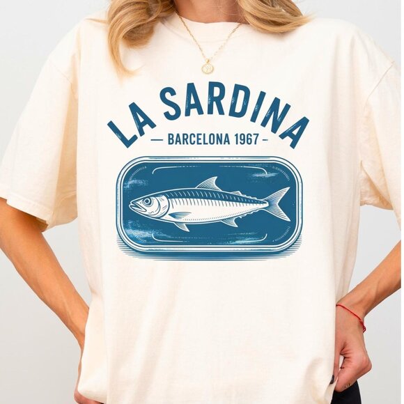 Tops - Vintage Sardines Shirt, Spanish Tinned Fish Teeyjmu6